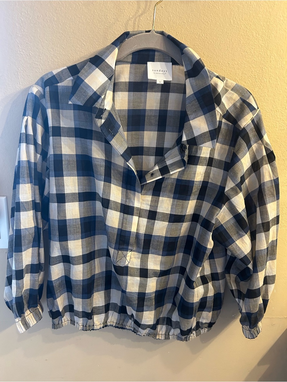 Sundays Blue & White Plaid Pullover Shirt